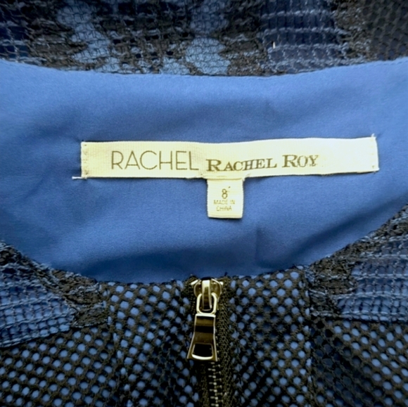 Rachel Roy Blue and Black Lace Midi Dress - Size 8 - Picture 7 of 7